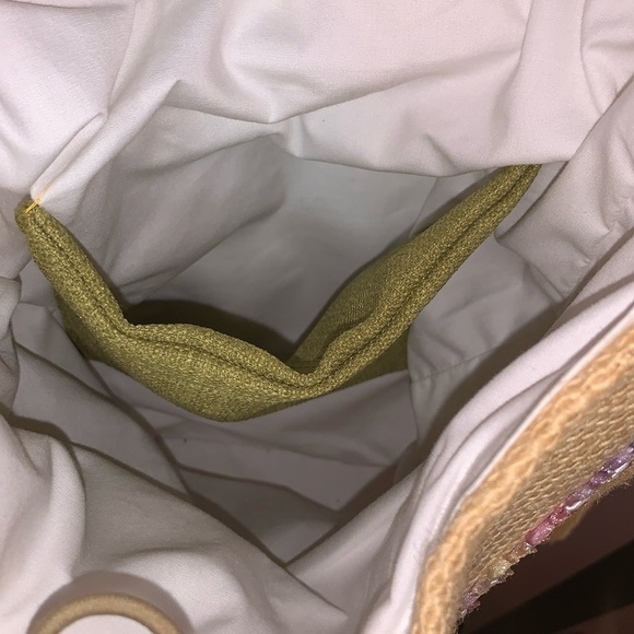 Floral Appliqué Burlap Bag Purse w/Canvas Strap Adjustable Crossbody Unique 3D - Picture 11 of 11